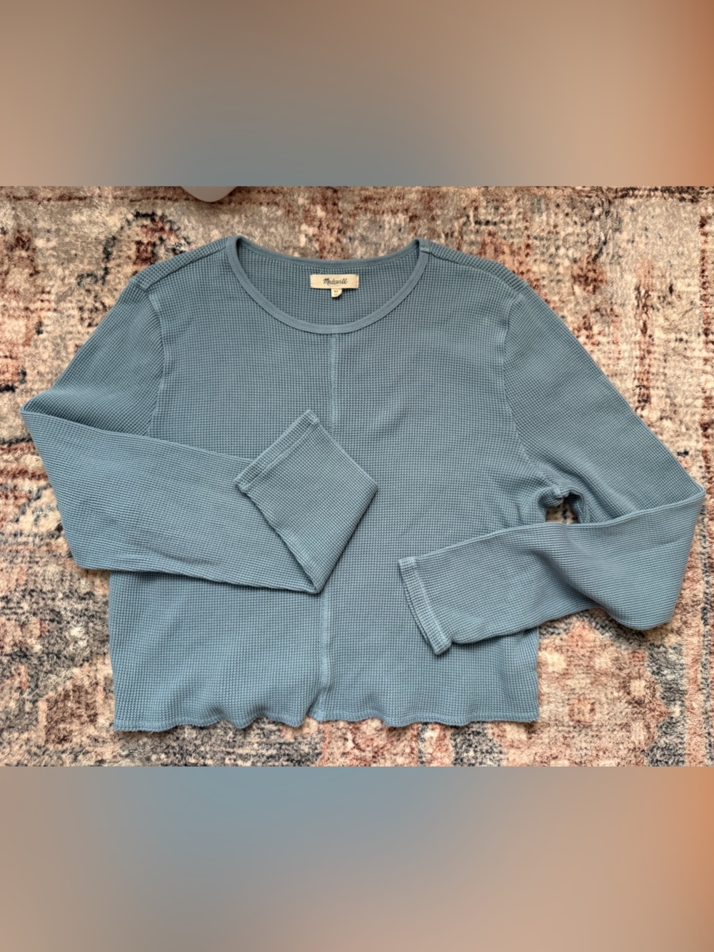 Madewell Muted Blue Waffle Knit Long Sleeve